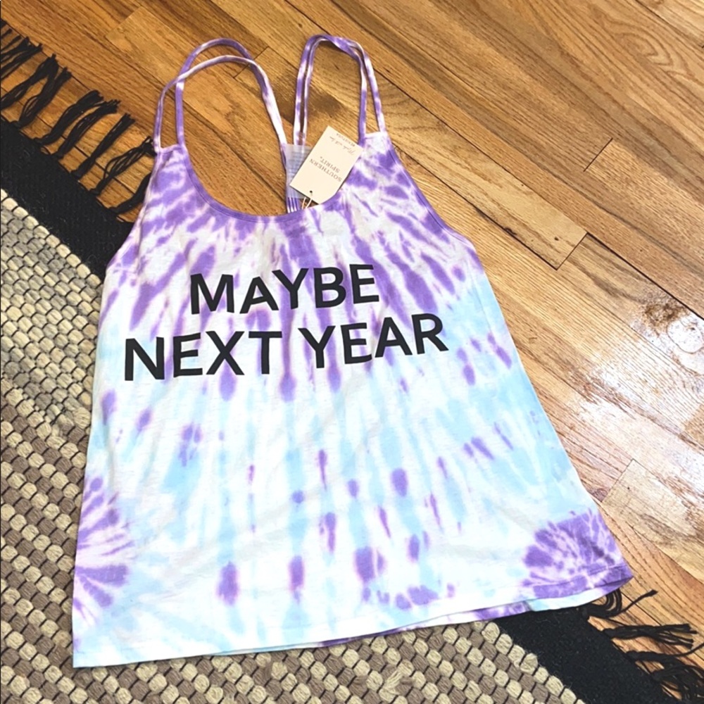 Slogan tie dye tank top